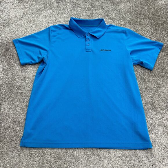 Columbia Omni Shade Polo Shirt Mens Large Blue Short Sleeve Collared Active Golf - Picture 1 of 10